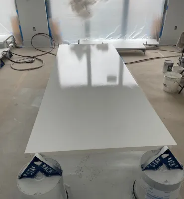 Interior door painting with smooth finish